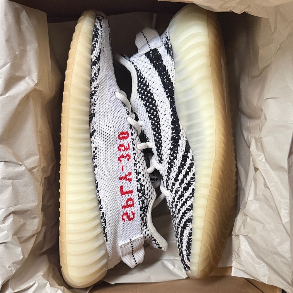 Adidas Yeezy Boost 350 V2 Black and White Sneakers - Picture 6 of 8